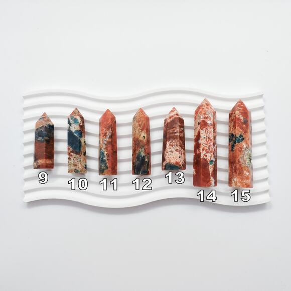 Sunstone with Blue Apatite Tower Points - Picture 7 of 9